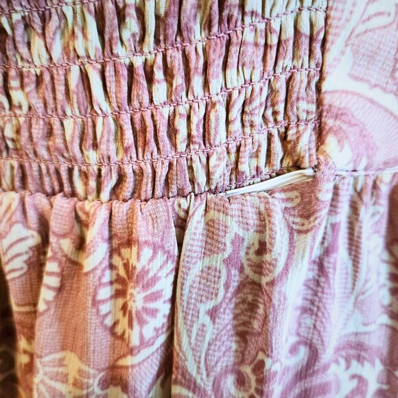 Guess Mauve Vintage 2000s Midi High-Low Dress | Boho Paisley | Size 11 - Picture 12 of 16